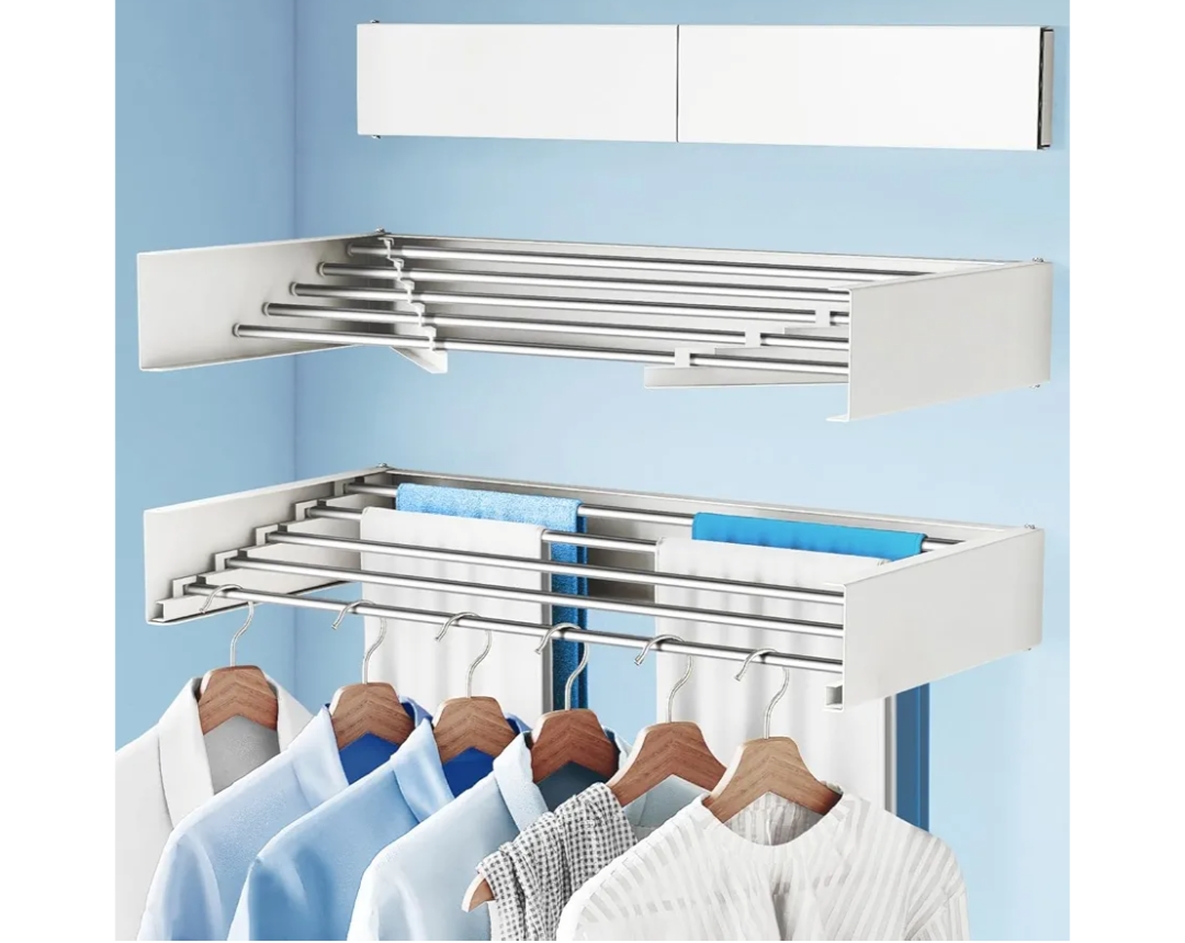 Drying Rack Clothing,Clothes Drying Rack Wall Mounted,Collapsible Hanging Racks for Laundry,Laundry Drying Rack,Wall Mounted Clothes Rack(31.5"-White) (White, 31.5 Inch)