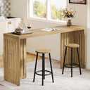 Tribesigns 63-Inch Bar Table with Louvered Base, Natural, 63 x 19.69 x 35.43 inches
