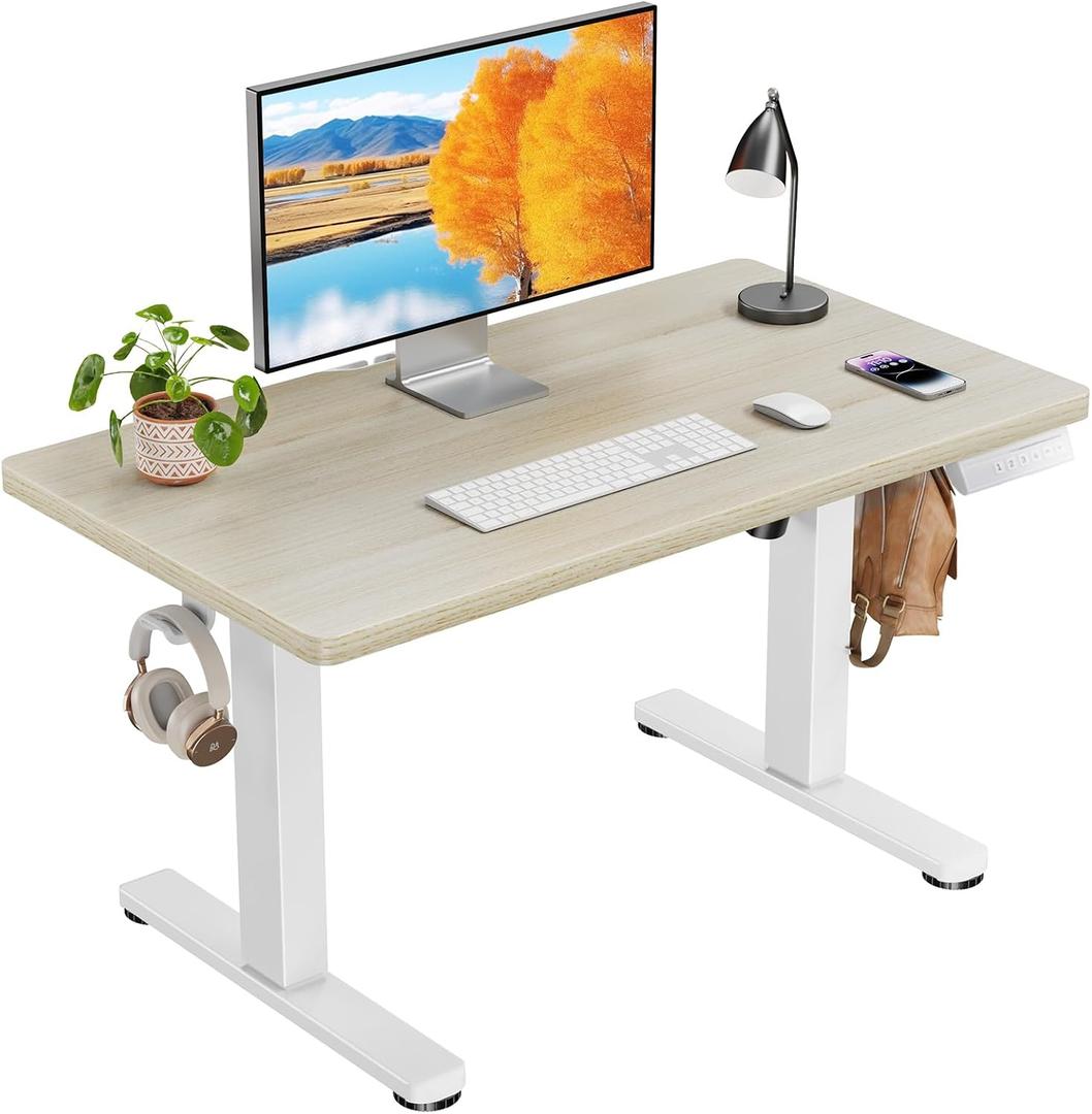 ErGear Low Height Adjustable Desk, Lifts 18.9-28.4 Inches, 35 X 20 Inches Electric Standing Desk for Kids, 4 Height Memory Settings & Storage Hooks, Home Office Computer Table & Study Desk, Natural