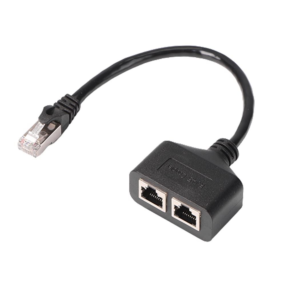 Computer RJ45 1 to 2 Plug Cable Splitter Ethernet Networking Extender Accessory for Home Office Broadband Connection Clever Treatment Clever Treatment