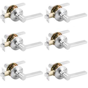 Pack of 6 Passage Door Lever Lock for Hallway Closet, Interior Non-Locking Door Handle, Reversible for Right & Left Side Indoor Lever Sets, Keyless Free Passing Door Handles, Satin Nickel Pack of 6 Passage Door Lever Lock for Hallway Closet, Interior Non-Locking Door Handle, Reversible for Right & Left Side Indoor Lever Sets, Keyless Free Passing Door Handles, Satin Nickel
