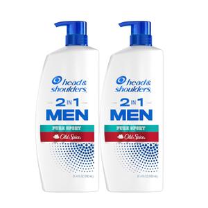 Head & Shoulders 2-in-1 Dandruff Shampoo and Conditioner Set, Clinically Proven Dandruff & Itch Relief, Lemon-Lime Scent of Old Spice Pure Sport, Nourish Scalp & Hair, 31.4 Fl oz each, 2 Pack