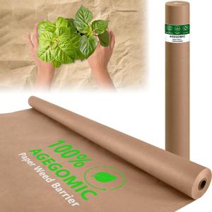 Biodegradable Weed Barrier, Heavy Duty Garden Paper Weed Biodegradable Landscape Fabric Paper Weed Barrier Paper Mulch Rolls for Weeds, Paper Mulch Rolls Garden Paper for Outdoor Garden Lawn (4x300ft)