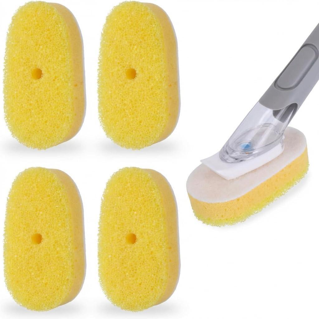 4-Pack Dish Wand Sponge Refills for Scrub Daddy Dish Daddy (Yellow)