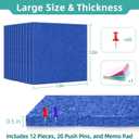 Large Cork Board for Walls - 12 Pack Bulletin Board, 47"x35" Felt Wall Tiles with Safe Removable Adhesive Tabs for Office Pin Board, Tack Board, Includes Push Pins & Sticky Tabs (Azure)