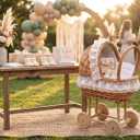 Wicker Baby Carriage for Baby Shower, Lace Basket Stroller Prop