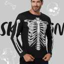 Spooktacular Creations Halloween Men Skeleton Costume Long Sleeve shirt for Adult, Halloween Costumes for Men 2025 (L)