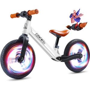 Ridego 12 Inch Balance Bike for Kids 2-4 Year Old,Lightweight Kids Bike with Adjustable Seat, Push Bicycle with Air Rubber Tires，Ride-on Toys Birthday Gift