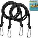 2PCS 10' Foam Water Pad Mat Bungee Cord, Floating Mat Bungee Cord with 2 Stainless Hooks, Floating Water Mat Tether, Foam Lake Mat Cord Secure Mooring Prevent Drifting Away
