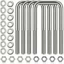 4 Pcs Hotop 304 Stainless Steel Square U-Bolt Boat Trailer U-Bolts with Washers and Nuts l Heavy Duty U Bolt for Sailboat Trailer Automobiles Industrial Part (1/2 D x 3 1/16 W x 5 5/16 Inch)