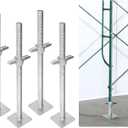 jxgzyy 4 Pcs 24" Adjustable Scaffold Leveling Jack 1-3/8" OD Galvanized Screw Jack with Base Plate Threaded Rod Scaffolding Feet for Baker-Style Scaffolding