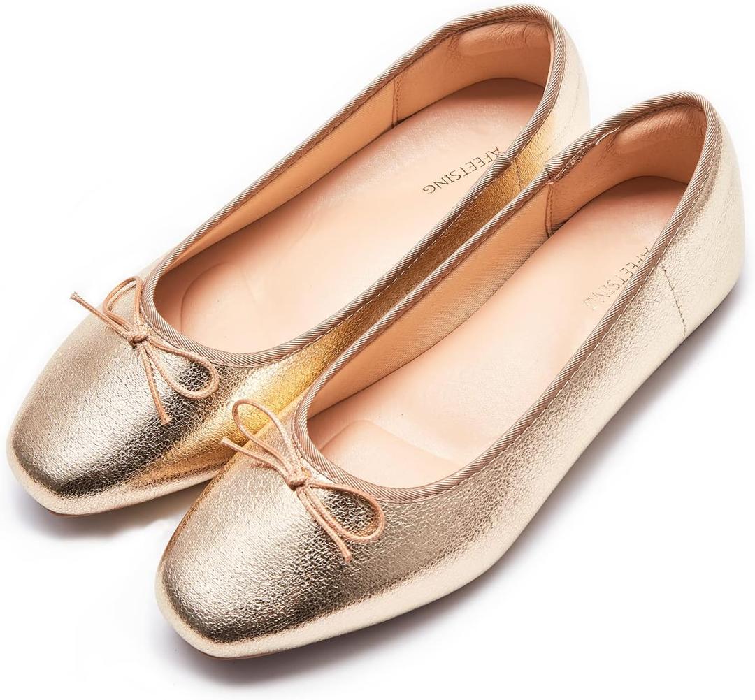Women's Round Toe Ballet Flats Comfortable Bow Dressy Flats Shoes for Women, 7.5