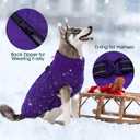 Kuoser Large Dog Coat, Windproof Dog Jackets for Large Dogs, Warm Pet Coat with Harness Built in, Doggie Cold Weather Coats Snow Jacket for Labrador Beagle, Purple XXL (XXL (Chest Girth: 35.4''))