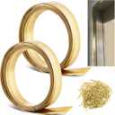 Zonon 1-1/8" W x 17.72' L Spring Bronze Weather Stripping Metal Brass Weather Strip Copper Weatherstripping for Exterior Old Door or Window Seal with Mounting Nails(Flat)