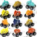 Grenfield 24PCS Pull Back Monster Dinosaur Truck Toys Bulk, Easter Egg Fillers, Basket Stuffers for Kids Easter Egg Stuffers, Classroom Prizes, for Easter Egg Hunts, Party Favors, Kids, School (#1)