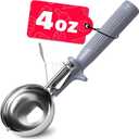 HOMURE H 4 OZ Scoop, Ice Cream Scoop with Trigger, #8 Disher, Muffin Scoop, Large Cookie Scoops for Baking, Grey Handle, With Trigger for Portion Control