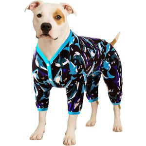 LovinPet Dog Pajamas, Pet Anxiety Relief, Anti-Shedding Dog Pajamas, Lightweight Stretchy Fabric, Whale Hello There White Print, Pitbull Onesie, Pitbull Clothes All Season, 2XL (XX-Large, Blue)