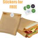 BagDream Paper Sandwich Bags 7.9x6.3x1.96" 200ct Recyclable Kitchens Paper Sack Sandwich Bags, Sealable with Thank You Stickers, Unbleached Natural Kraft Paper Bags
