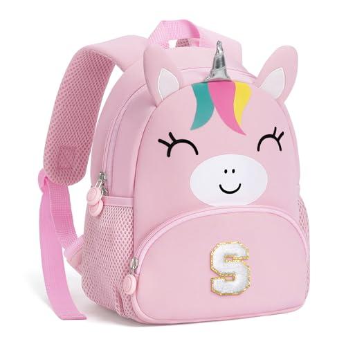 YOOLIFE Birthday Gifts for Toddler Kids - Small Pink Backpack for Kids, School Initial Unicorn Backpack for Toddler Kid Daughter Grandkids | 2 3 4 Year Old Birthday Gift Pink S