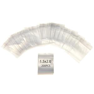 Fekayer 200pcs Reusable 2mil Clear Resealable Mini Plastic Bags for Jewelry, Beads, Coins, Pills, Candies, Storage & Organization (1.5x2.0)