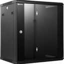 RackPath 12U Wall Mount Network Rack Cabinet Quiet Cooling Fan, Locking Glass Door, 17.7" Deep (450mm), Removable Locking Side Panels, Fits 19" IT & A/V Equipment