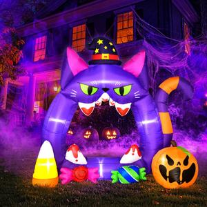 PRESENCE 7.3FT Halloween Decorations Outdoor - Inflatable Pumpkin Photo Frame with Candies Pumpkin, Built-in LEDs for Blow Up Decor Outside Party Supplier Decor Outdoor