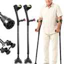 Folding Forearm Crutches for Adults, Adjustable Elbow Crutches with Quad Tip