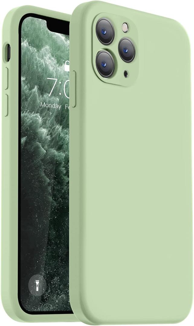 Vooii Compatible with iPhone 11 Pro Case, Upgraded Liquid Silicone with [Flat Edges] [Camera Protection] [Soft Anti-Scratch Microfiber Lining] Phone Case for iPhone 11 Pro 5.8 inch - Matcha