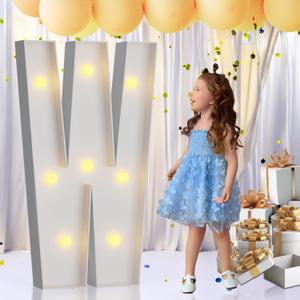 imprsv 3FT Marquee Letters, Mosaic Light Up Letters for Birthday Baby Shower Wedding Engagement Party Backdrop Decor, Large Marquee W for Party Decorations