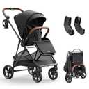 MAMAZING Air Lux Baby Stroller, to my Carbon Fiber Frame Only 15.8lbs, Compact Fold Toddler Stroller with Reversible Seat with Infant Insert, Included UPF 50+ Canopy, Large Storage Basket & Car Seat Adapter, Manufacturing date: July 2025