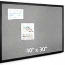 Bulletin Board 40 x 30 Inch, Cork Board for Walls, Wood Framed Bulletin Boards with Grey Canvas, Wall Mounted Corkboard for Office School Home Decorative