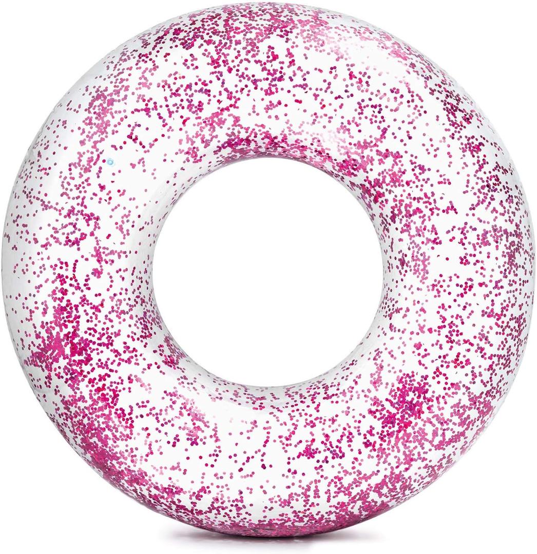 Intex Transparent Glitter Tube Inflatable Swimming Pool Float Raft Ring, Large