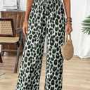 Women's Leopard Print Pants Cheetah Wide Leg Drawstring Casual Lightweight Pants for Beach Office Wear (S)