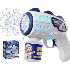 JOYIN 2 Kids Bubble Guns with 4 Bottles Solution, Automatic Bubble Machine Gun with 8 Holes for Kids, Adults, Summer Toys, Easter Basket Stuffers, Birthday Gift, Party Favors