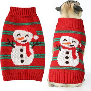 Christmas Dog Sweaters for Small Medium Large Dogs and Cats,Pet Soft Warm Holiday Outfit Girl & Boy,Pup Winter Clothes Turtleneck Double Knitting Collar for Outdoors Playing (Snowman,3X-Large)