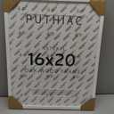 puthiac 16x20 Solid Oak Wood Picture Frame, Fits 12x16 with Mat or 16x20 Without Mat, Wall Display Only, Vertical or Horizontal, Plexi Front, 1 Pack, White