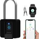 Fingerprint Lock, 2.7'' Long Shackle Heavy Duty Outdoor Padlock with Fingerprint Key Bluetooth APP, Weatherproof Biometric Electronic Gate Lock with Protective Shell for Fence Shed Gym Yard