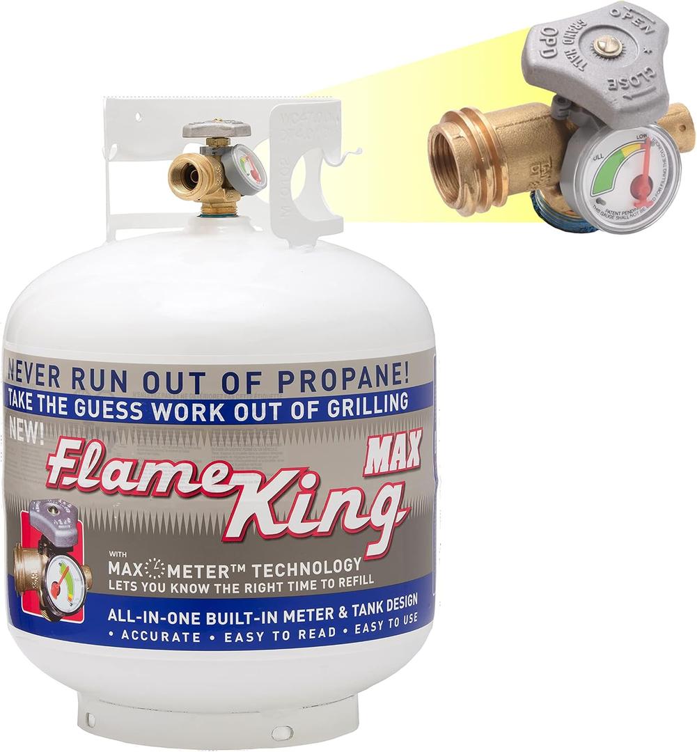 Flame King YSN230b 20 Pound Steel Propane Tank Cylinder with OPD Valve and Built-in Gauge, 20 lb Vertical, 18 x 12 x 12 inches