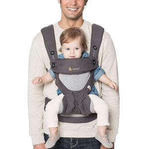 Ergobaby 360 All-Position Baby Carrier with Lumbar Support (12-45 Pounds), Carbon Grey, Cool Air Mesh & Omni 360 All-Position Baby Carrier for Newborn to Toddler with Lumbar Support (7-45 Pounds)