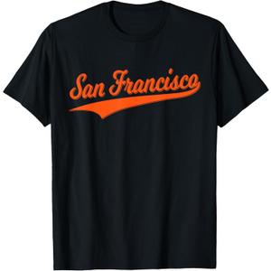SAN FRANCISCO SF VARSITY SCRIPT VINTAGE SPORTS JERSEY STYLE T-Shirt (XL, Black)
