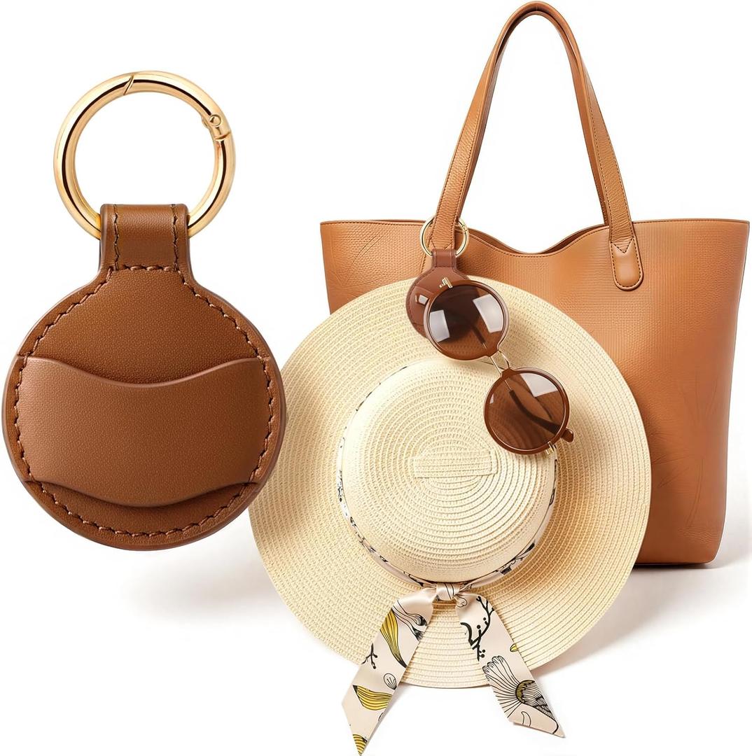 Niveaya Upgraded Magnetic Hat Clip for Hanging Sunglasses, Stylish Hat Clip for Travel Bag Luggage Backpack, Strong Magnet Hat Holder, Hands-Free, Beach Cruise Vacation Essentials, 1-Pack Brown