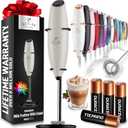 Zulay Kitchen Powerful Milk Frother Wand With 4 AA Duracell Batteries - Ultra Fast Handheld Drink Mixer - Electric Whisk Foam Maker for Coffee, Lattes, Cappuccino, Matcha & Creamer (Gray & Black)