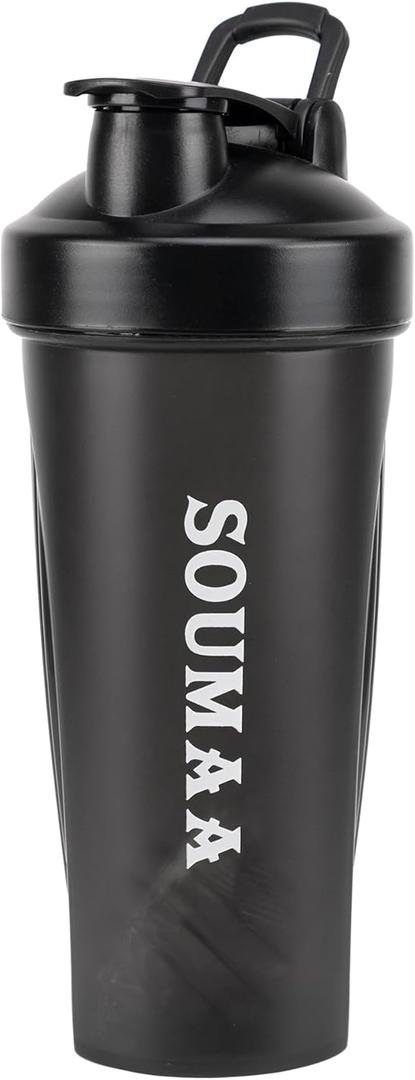 2 x Protein Shaker Bottle 20 oz - BPA-Free, Durable, Leak-Proof with Locking Lid & Stainless Steel Mixing Ball for Smooth Blends - Ideal for Tennis Cycling Boxing Climbing Body Building (Black)