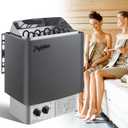 Sauna Heater, 6KW 110V Electric Sauna Stove with Bracket, Adjustable Temp & 3H Timer Dry Sauna Heater for Max 318 Cu.ft Saunas Rooms, Home Sauna, Commercial