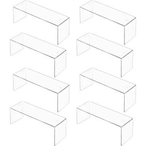 Aminigram 8 Pack Large Acrylic Risers Display Stands, Perfume Organizer Stand, Clear Acrylic Shelf for Show Display, Toys, Cupcake, Dorm, Classroom, Livingroom Decor and More(12.4 x 4 x 4.6 inches)