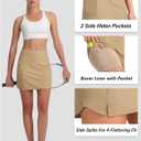 KPSUN Women's Swim Skirt with Pockets Tummy Control Bathing Suit Bottoms High Waisted Stretchy Athletic Swimsuit Skirts 2025 (Khaki)