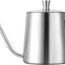 GWHOLE Small Pour Over Gooseneck Coffee Kettle 12oz/350ml Long Narrow Drip Spout Coffee Tea Pot for Stove Top - Silver