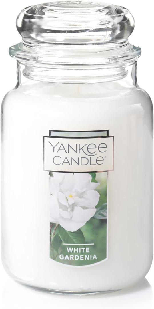 Yankee Candle White Gardenia Scented, Classic 22oz Large Jar Single Wick Candle, Over 110 Hours of Burn Time (Classic Large Jar)