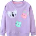 Toddler Girl Cotton Long Sleeve Sweatshirt Christmas Clothing 2-9Y (Purple)
