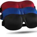 LKY DIGITAL Sleep Mask for Side Sleeper 3 Pack, Blackout 3D Eye Mask for Sleeping, Night Blindfold for Men Women (Black & Blue & Red)